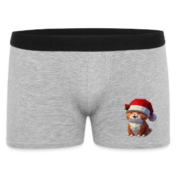 Weihnachtskatze Low Poly Geschenk Katzenliebhaber - Männer Boxer Shorts - Grau meliert - Vorne