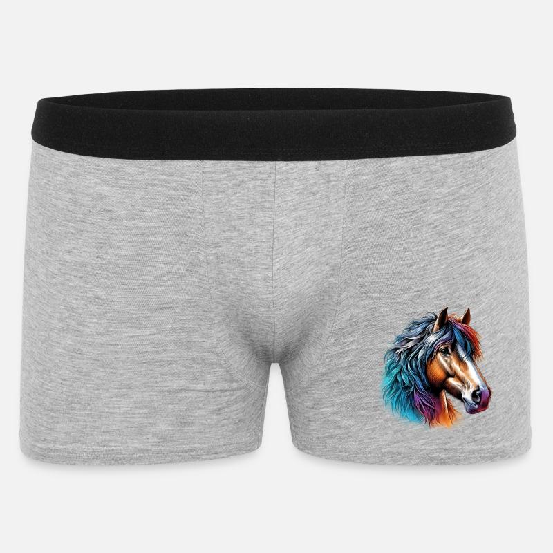 Pferd - Männer Boxer Shorts - Grau meliert