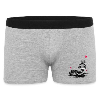 Schlange mit Herz Luftballon - Heartful Creatures - Männer Boxer Shorts - Grau meliert - Vorne