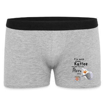Für mich einen Kaffee - Männer Boxer Shorts - Grau meliert - Vorne