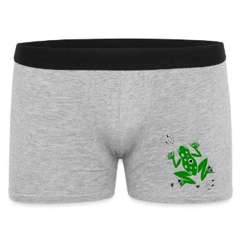 Frosch mit Herz und Ameisen - Männer Boxer Shorts - Grau meliert - Vorne