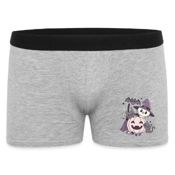 Halloween Kawaii Design Cats Bat Pumpkin - Men's Boxer Shorts - heather grey - Front