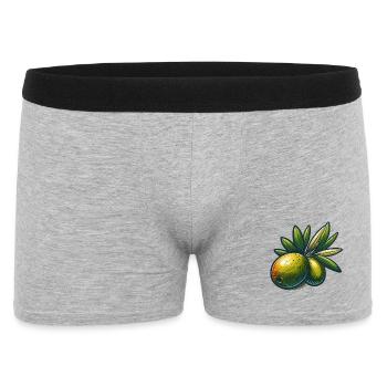 Illustration von Oliven und Laub - Männer Boxer Shorts - Grau meliert - Vorne