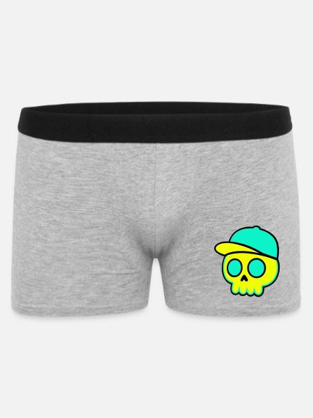 Neon Schädel Cap Streetwear - Männer Boxer Shorts - Grau meliert