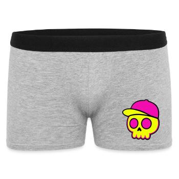 Neon Skull Cap Design - Männer Boxer Shorts - Grau meliert - Vorne