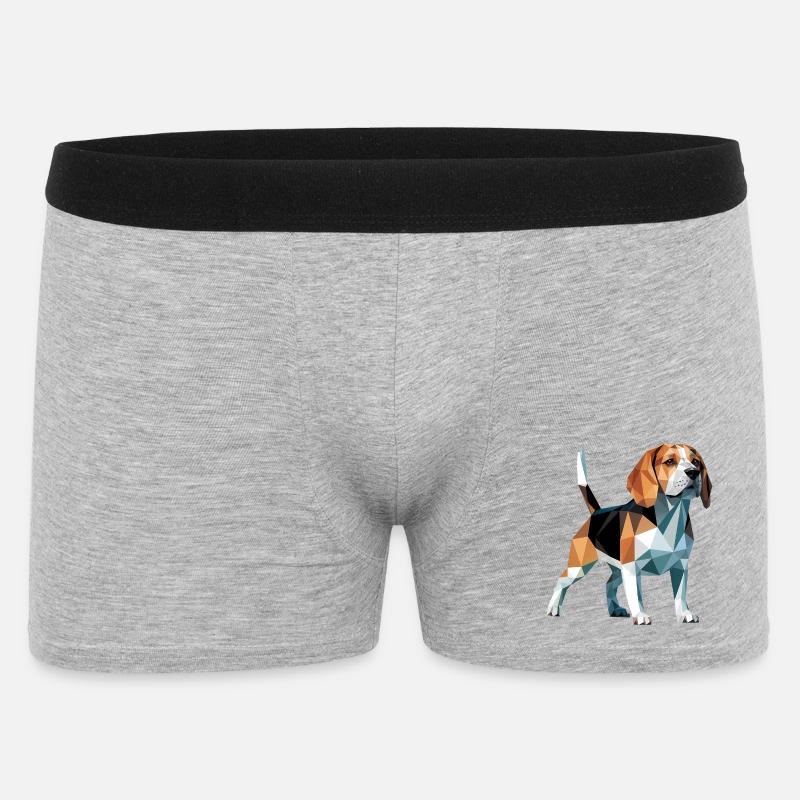 Bulldog - Cooles Low Poly Logo - Männer Boxer Shorts - Grau meliert