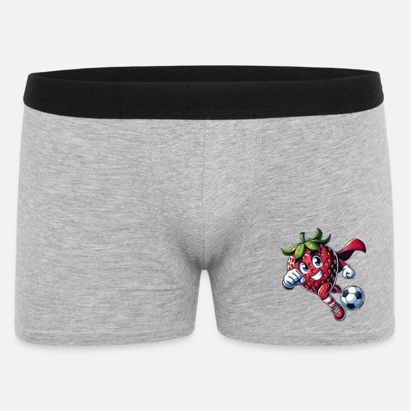 Fußball Erdbeere Superheld Kicker Comic - Männer Boxer Shorts - Grau meliert