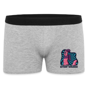 Stay Warm Cozy Worm in Beanie and Scarf - Men's Boxer Shorts - heather grey - Front