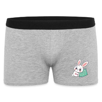 Cuddly bunny and green cushion - Men's Boxer Shorts - heather grey - Front