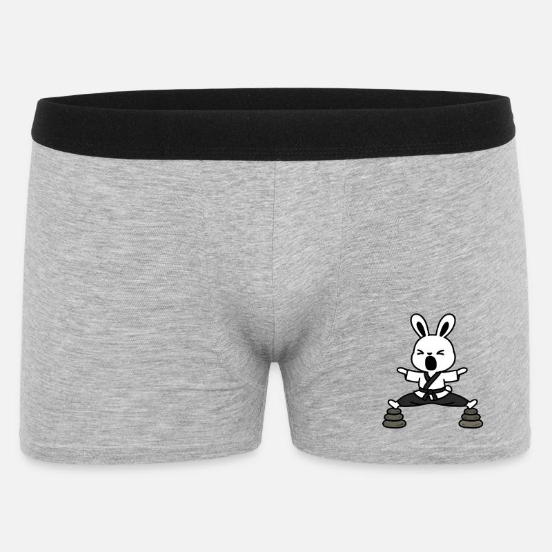 Zen Rabbit Kata auf Steinen - Männer Boxer Shorts - Grau meliert