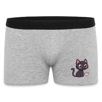 Black Cat Sweet Coffee - Männer Boxer Shorts - Grau meliert - Vorne