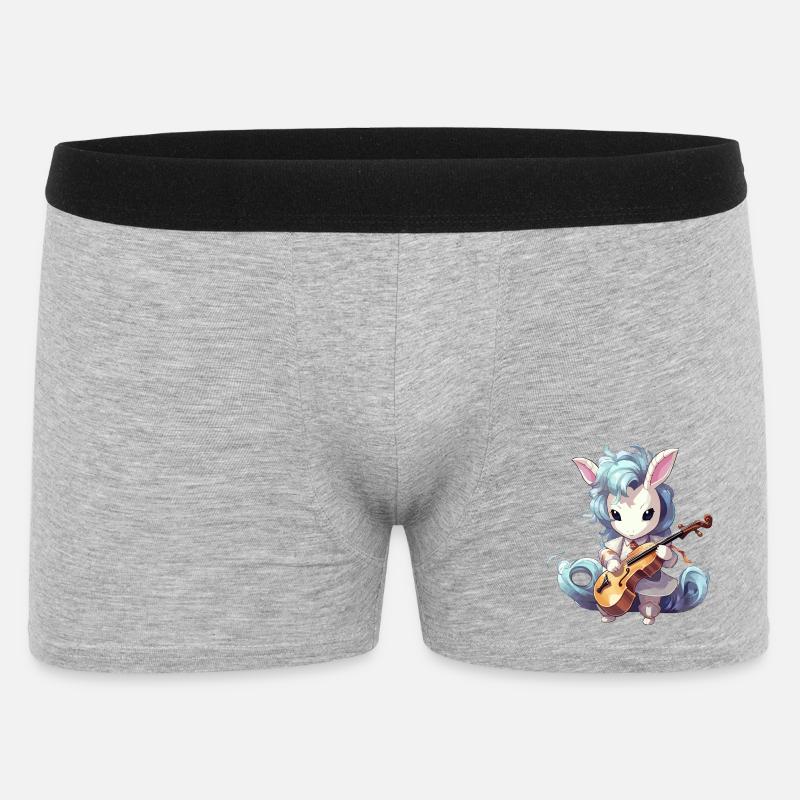 Violine spielendes Einhorn - Männer Boxer Shorts - Grau meliert