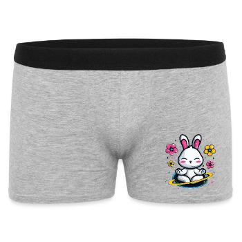 Lapin Lune dans le Cercle de Fleurs - Boxer Homme - gris chiné - Devant
