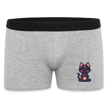 Chat zen noir en méditation - Boxer Homme - gris chiné - Devant