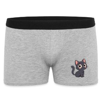 Cute Black Kitten Cartoon - Men's Boxer Shorts - heather grey - Front