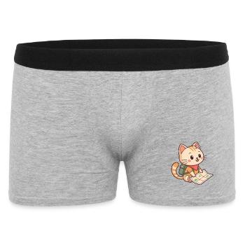Cat Adventurer Card and Traveler Bag - Men's Boxer Shorts - heather grey - Front