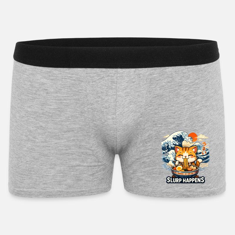 Ramen Neko Great Wave - Men's Boxer Shorts - heather grey