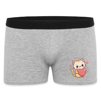 Chaton mignon cœur cartoon - Boxer Homme - gris chiné - Devant