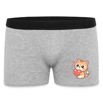 Chaton câlin au cœur rouge - Boxer Homme - gris chiné - Devant