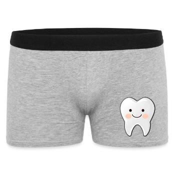 Happy Tooth Cartoon Motif - Men's Boxer Shorts - heather grey - Front
