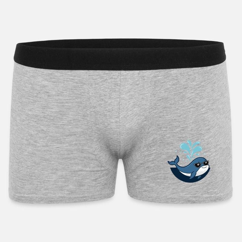 Whale Stylish Black Glasses - Männer Boxer Shorts - Grau meliert