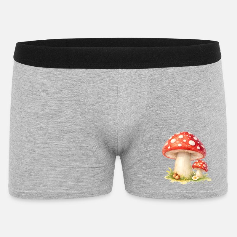 Toadstool Illustration Red Mushroom Nature Motif - Men's Boxer Shorts - heather grey