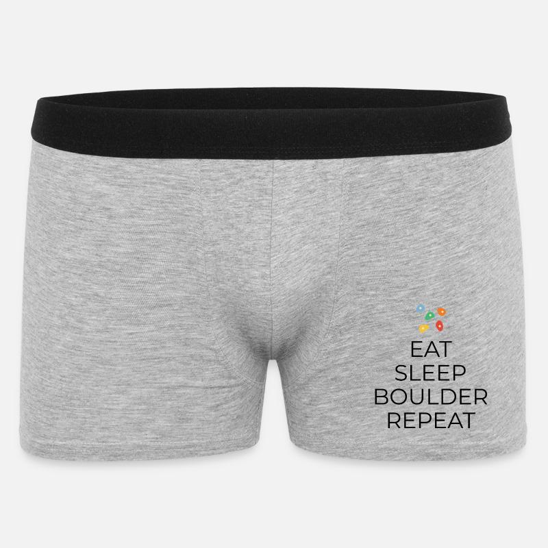 Eat - Sleep - Boulder - Repeat - Design Bouldern - Männer Boxer Shorts - Grau meliert