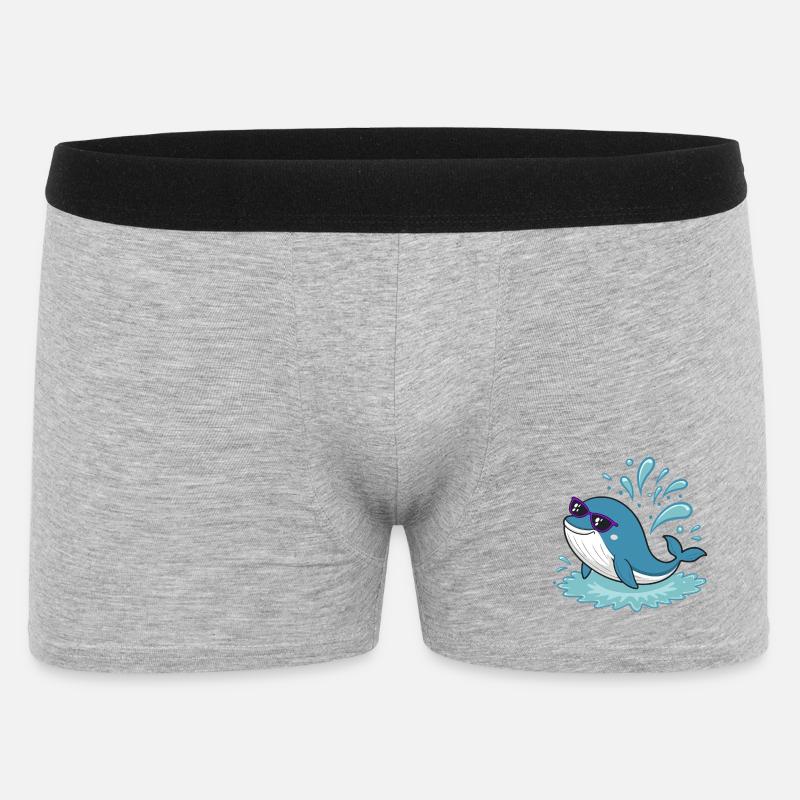 Surferwal mit Sonnenbrille - Männer Boxer Shorts - Grau meliert