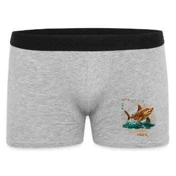 1974_Holz-Tiger - Männer Boxer Shorts - Grau meliert - Vorne