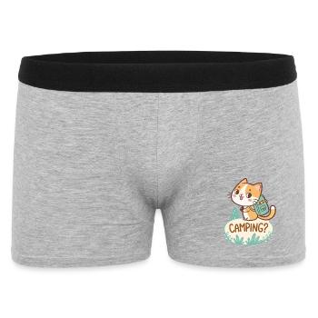 Katzencamping Kawaii - Männer Boxer Shorts - Grau meliert - Vorne
