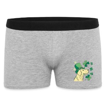 Labrador Dog with Green Hat and Shamrocks - Men's Boxer Shorts - heather grey - Front