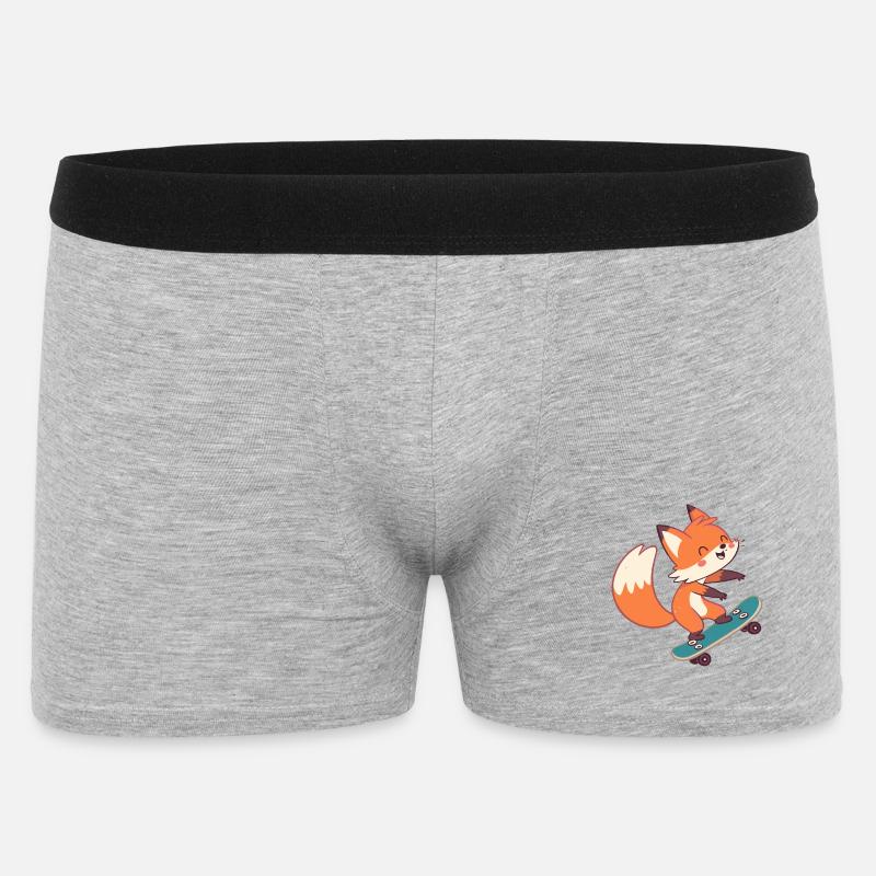 Fuchs-Skateboarder auf Skateboard - Männer Boxer Shorts - Grau meliert