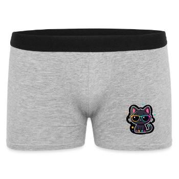Schwarze Katzenregenbogenbrille - Männer Boxer Shorts - Grau meliert - Vorne