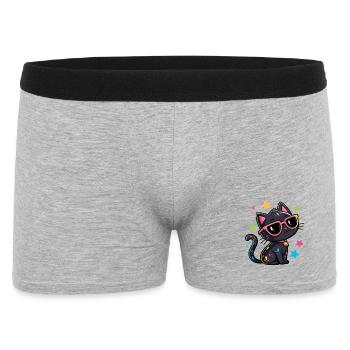 Chat noir confettis et lunettes roses - Boxer Homme - gris chiné - Devant
