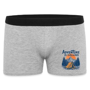 Camping Abenteuer Spruch Adventure appelle le camp - Boxer Homme - gris chiné - Devant