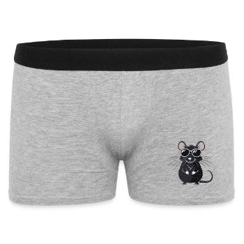 Souris Hipster Lunettes - Boxer Homme - gris chiné - Devant