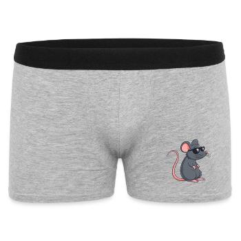 Rat Stylé Lunettes Noires - Boxer Homme - gris chiné - Devant
