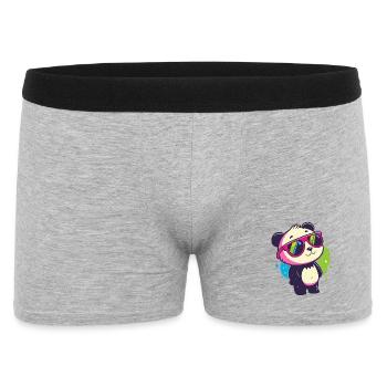 Niedliche Panda-Neonbrille - Männer Boxer Shorts - Grau meliert - Vorne