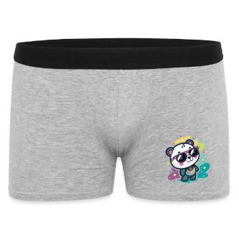 Panda Pop Pink Brille - Männer Boxer Shorts - Grau meliert - Vorne