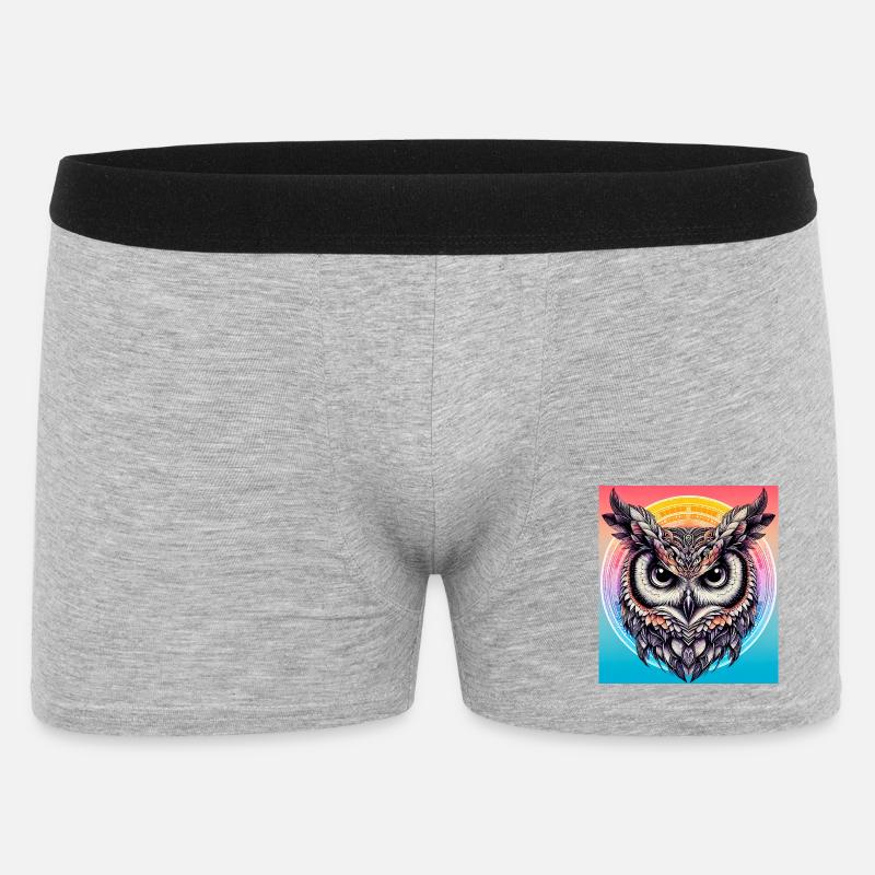 Eule - Männer Boxer Shorts - Grau meliert
