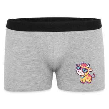 Vache kawaii lunettes soleil - Boxer Homme - gris chiné - Devant