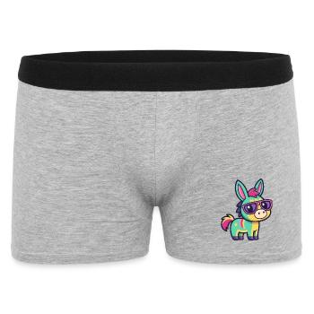 Colorful Donkey in Retro Glasses - Men's Boxer Shorts - heather grey - Front