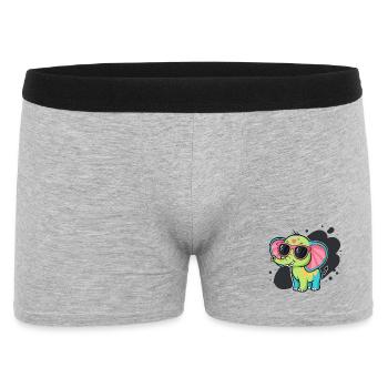 Bunter Elefant mit rosa Brille - Männer Boxer Shorts - Grau meliert - Vorne