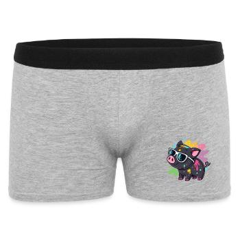 Pig Art Spray und Gläser - Männer Boxer Shorts - Grau meliert - Vorne
