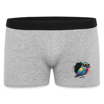 Oiseau coloré cartoon à lunettes - Boxer Homme - gris chiné - Devant