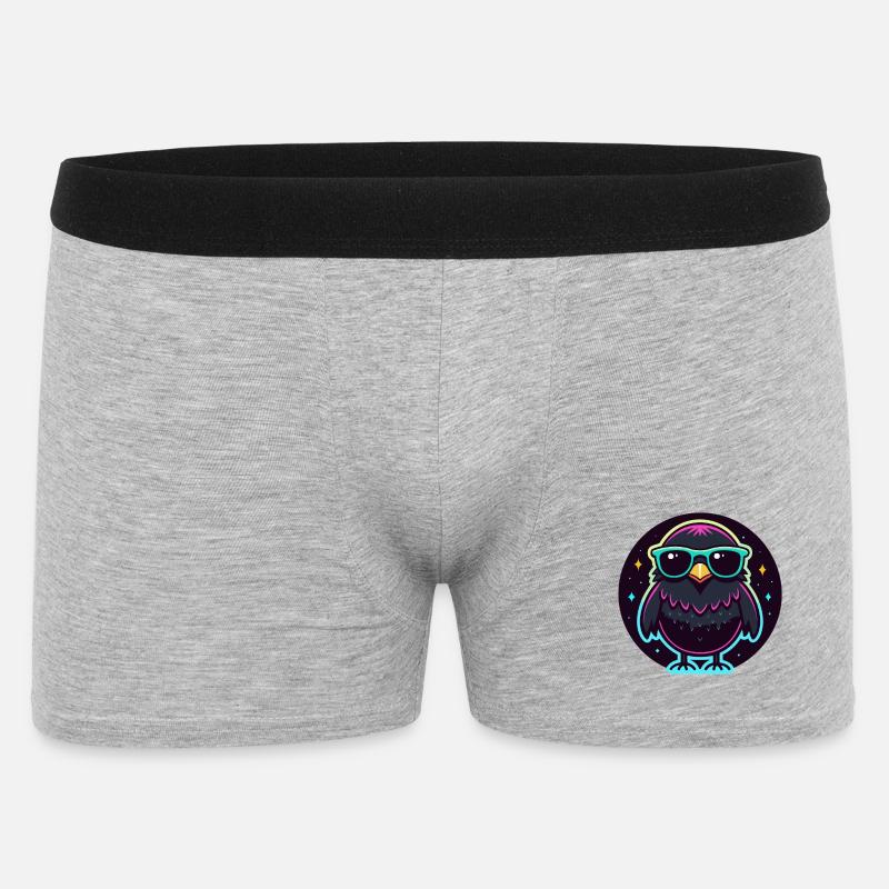 Neonschwarze Eule – auffällige Brille - Männer Boxer Shorts - Grau meliert