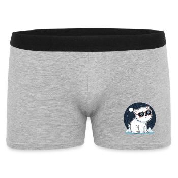 Nachtaktiver Eisbär und Sonnenbrille - Männer Boxer Shorts - Grau meliert - Vorne