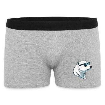 Eisbär mit Brille - Männer Boxer Shorts - Grau meliert - Vorne