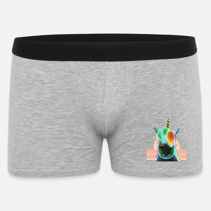 Regenbogen-Einhorn - Männer Boxer Shorts - Grau meliert