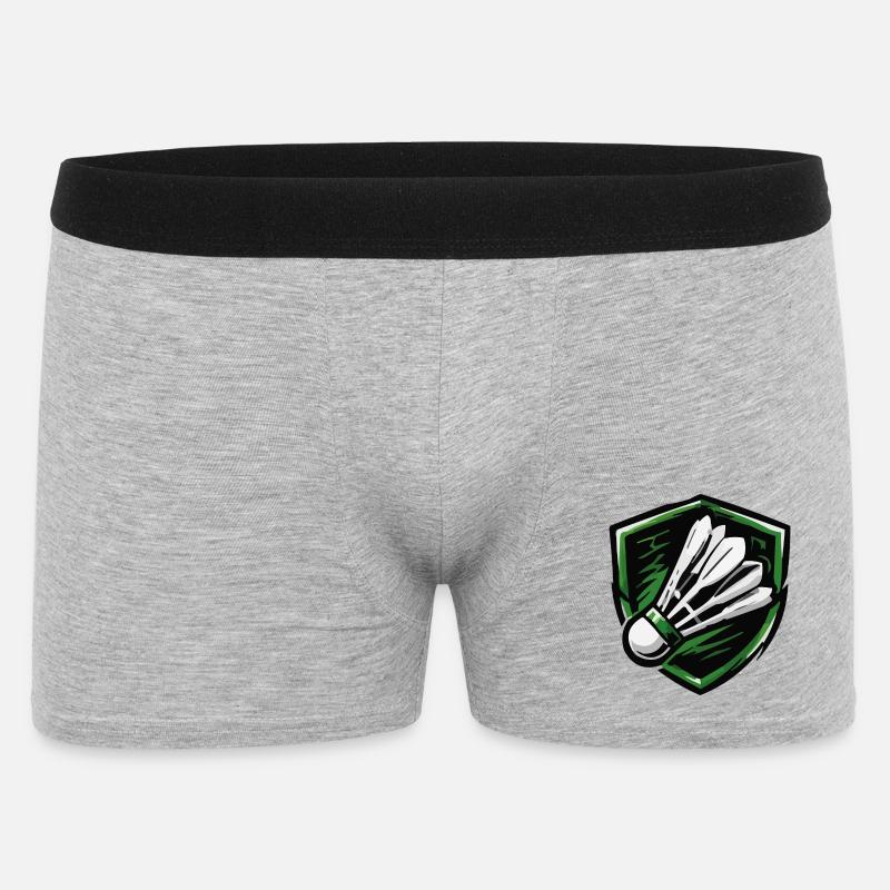 Badminton Schildemblem - Männer Boxer Shorts - Grau meliert